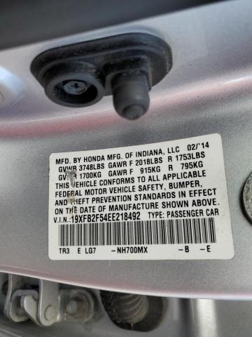 Photo 10 from auction – 2014 HONDA CIVIC LX with VIN 19XFB2F54EE218492