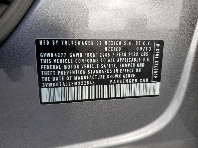 Photo 10 from auction – 2014 VOLKSWAGEN JETTA SE with VIN 3VWD07AJ2EM222848