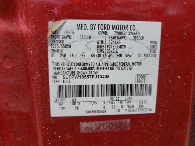 Photo 10 from auction – 2007 LINCOLN MARK LT with VIN 5LTPW18557FJ10405
