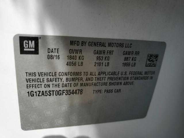 Photo 10 from auction – 2016 CHEVROLET MALIBU L with VIN 1G1ZA5ST0GF354478