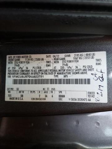 Photo 10 from auction – 2013 FORD ESCAPE TIT with VIN 1FMCU9J97DUA03751