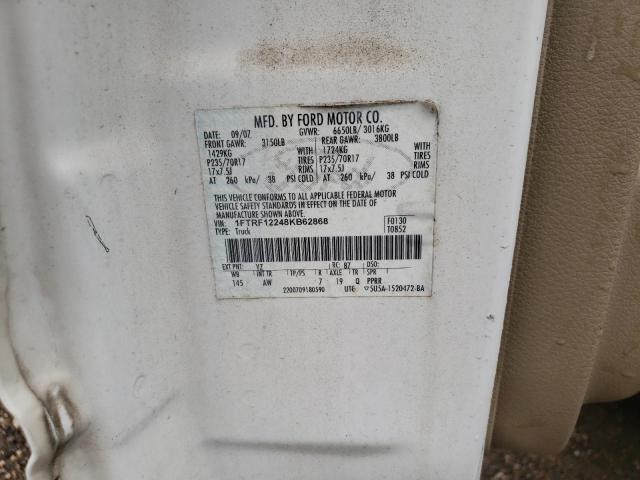 Photo 10 from auction – 2008 FORD F150 with VIN 1FTRF12248KB62868