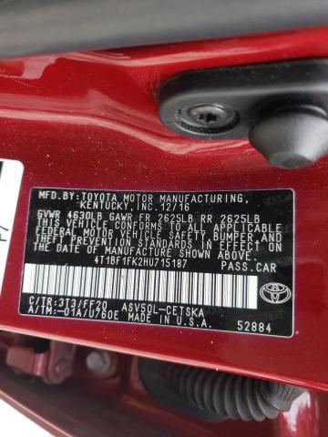 Photo 10 from auction – 2017 TOYOTA CAMRY LE with VIN 4T1BF1FK2HU715187