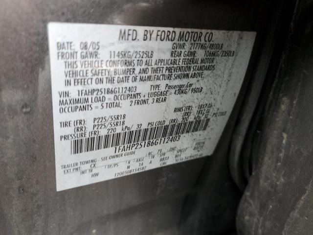 Photo 10 from auction – 2006 FORD FIVE HUNDR with VIN 1FAHP25186G112403