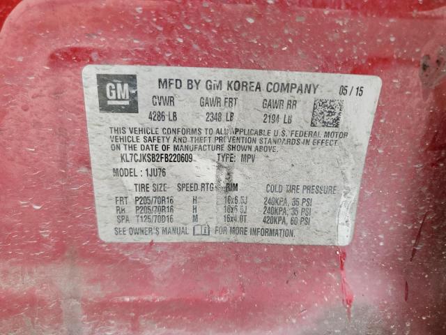 Photo 10 from auction – 2015 CHEVROLET TRAX LS with VIN KL7CJKSB2FB220609
