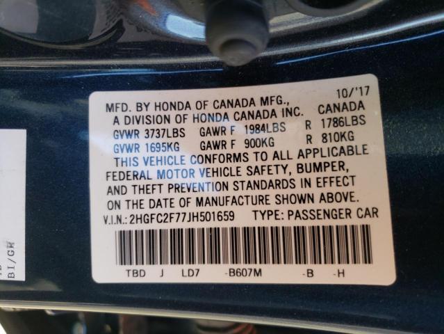 Photo 10 from auction – 2018 HONDA CIVIC EX with VIN 2HGFC2F77JH501659
