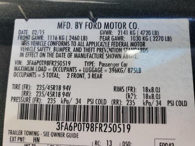 Photo 10 from auction – 2015 FORD FUSION SE with VIN 3FA6P0T98FR250519