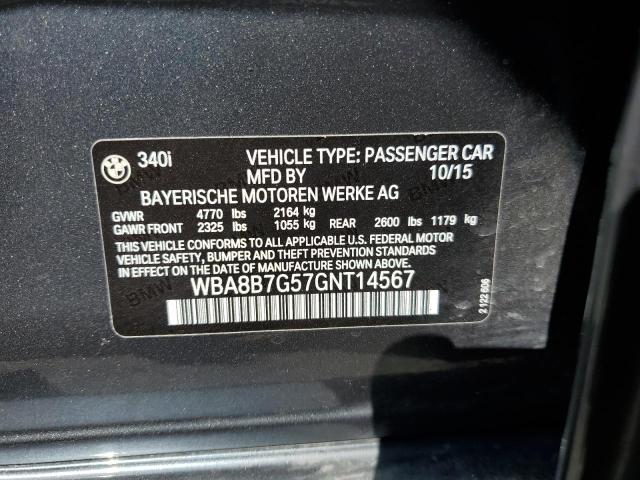 Photo 10 from auction – 2016 BMW 340 XI with VIN WBA8B7G57GNT14567