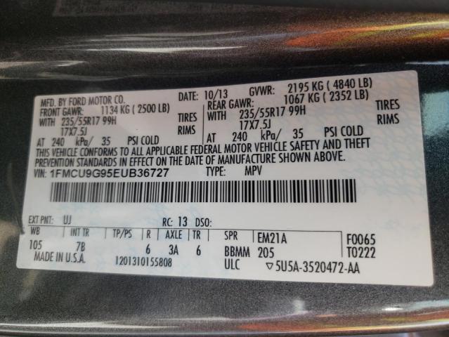 Photo 10 from auction – 2014 FORD ESCAPE SE with VIN 1FMCU9G95EUB36727