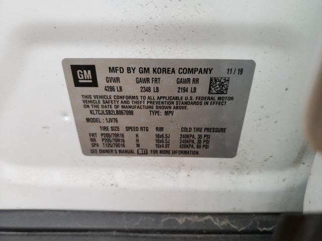 Photo 10 from auction – 2020 CHEVROLET TRAX 1LT with VIN KL7CJLSB2LB067098