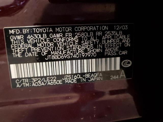 Photo 10 from auction – 2004 LEXUS GS 300 with VIN JT8BD69S740197970