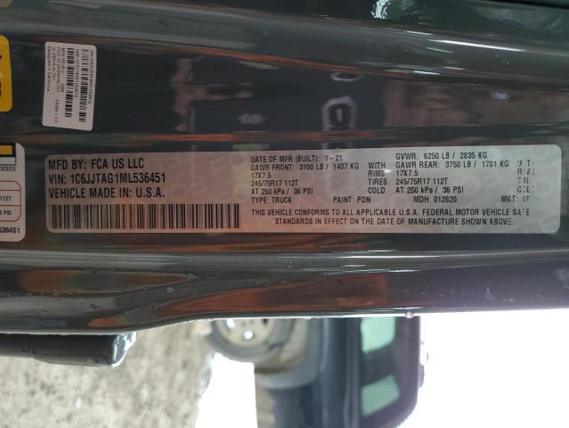 Photo 10 from auction – 2021 JEEP GLADIATOR with VIN 1C6JJTAG1ML536451