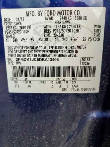 Photo 10 from auction – 2013 FORD EDGE SEL with VIN 2FMDK3JC6DBA13406