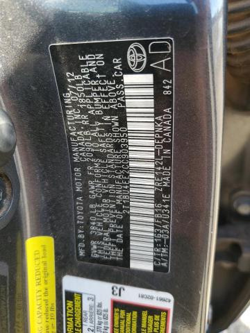 Photo 10 from auction – 2012 TOYOTA COROLLA BA with VIN 2T1BU4EE2CC903950