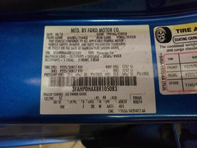 Photo 10 from auction – 2011 FORD FUSION SE with VIN 3FAHP0HAXBR105083