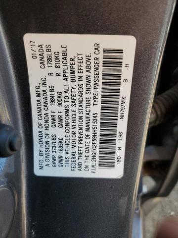 Photo 10 from auction – 2017 HONDA CIVIC LX with VIN 2HGFC2F59HH515345