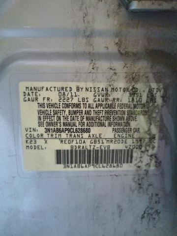 Photo 10 from auction – 2012 NISSAN SENTRA 2.0 with VIN 3N1AB6AP9CL628680