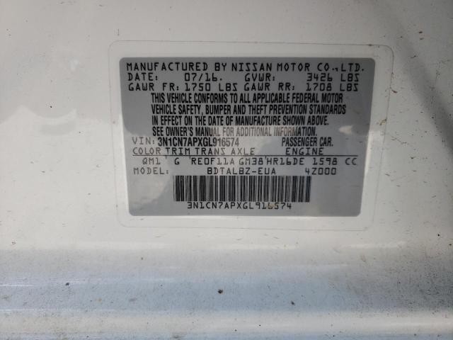 Photo 10 from auction – 2016 NISSAN VERSA S with VIN 3N1CN7APXGL916574