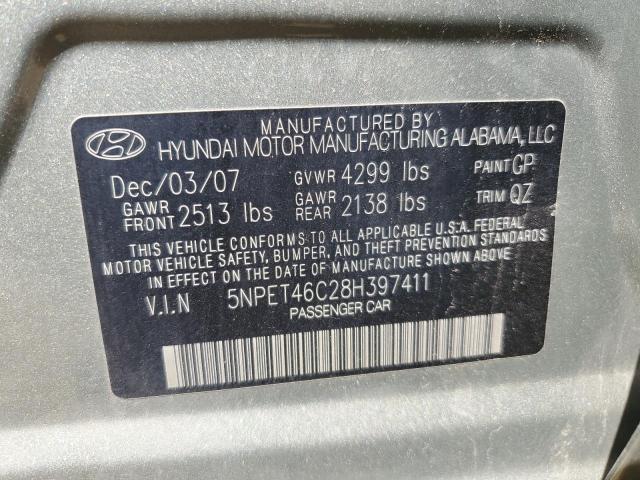 Photo 10 from auction – 2008 HYUNDAI SONATA GLS with VIN 5NPET46C28H397411