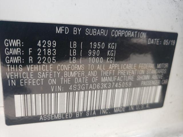 Photo 10 from auction – 2019 SUBARU IMPREZA PR with VIN 4S3GTAD63K3745059