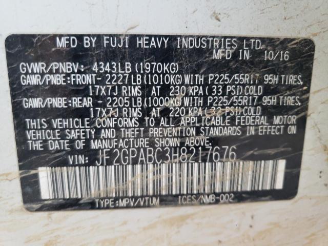 Photo 10 from auction – 2017 SUBARU CROSSTREK with VIN JF2GPABC3H8217676