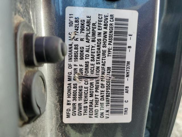 Photo 10 from auction – 2012 HONDA CIVIC LX with VIN 19XFB2F55CE017438
