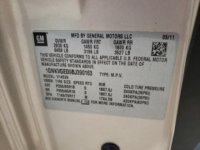 Photo 10 from auction – 2011 CHEVROLET TRAVERSE L with VIN 1GNKVGED9BJ390163