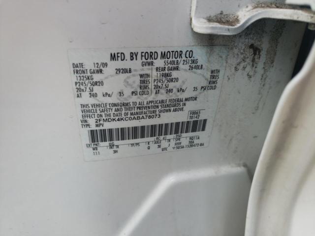 Photo 10 from auction – 2010 FORD EDGE LIMIT with VIN 2FMDK4KC0ABA78073