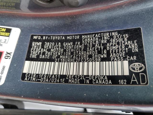 Photo 10 from auction – 2015 TOYOTA COROLLA L with VIN 2T1BURHE2FC350598