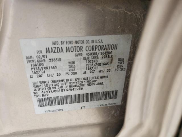 Foto 10 de la subasta – 2001 MAZDA TRIBUTE LX con VIN 4F2YU08181KM45256