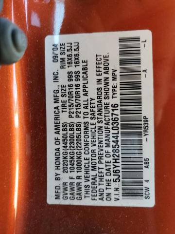Photo 10 from auction – 2004 HONDA ELEMENT EX with VIN 5J6YH28544L036716