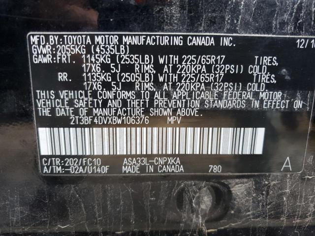 Photo 10 from auction – 2011 TOYOTA RAV4 with VIN 2T3BF4DVXBW106376