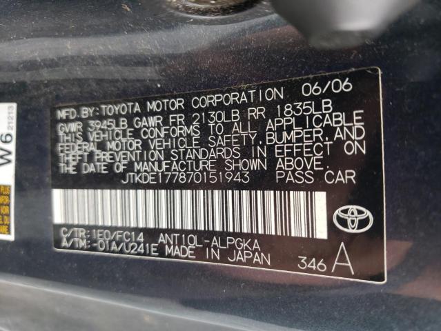 Photo 10 from auction – 2007 TOYOTA SCION TC with VIN JTKDE177870151943