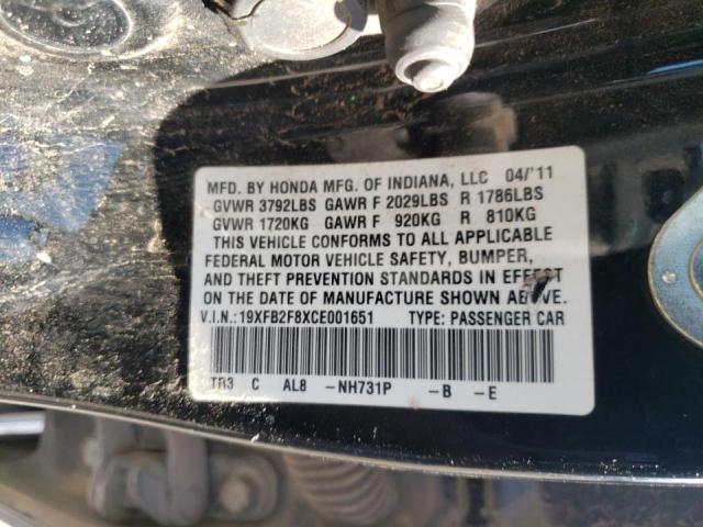 Photo 10 from auction – 2012 HONDA CIVIC EX with VIN 19XFB2F8XCE001651