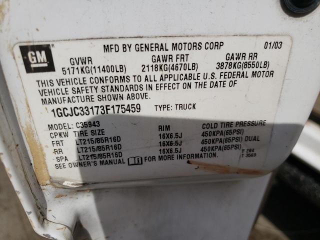 Photo 10 from auction – 2003 CHEVROLET SILVERADO with VIN 1GCJC33173F175459