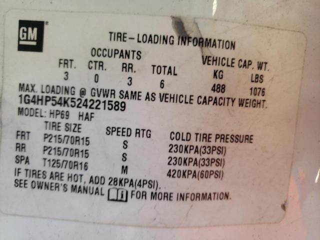Photo 10 from auction – 2002 BUICK LESABRE CU with VIN 1G4HP54K524221589