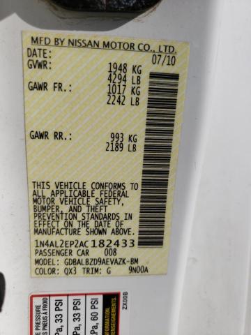 Photo 10 from auction – 2010 NISSAN ALTIMA S with VIN 1N4AL2EP2AC182433