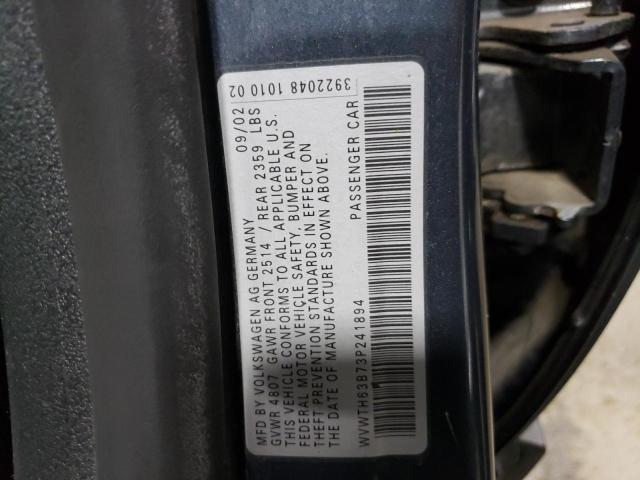 Photo 10 from auction – 2003 VOLKSWAGEN PASSAT GLX with VIN WVWTH63B73P241894