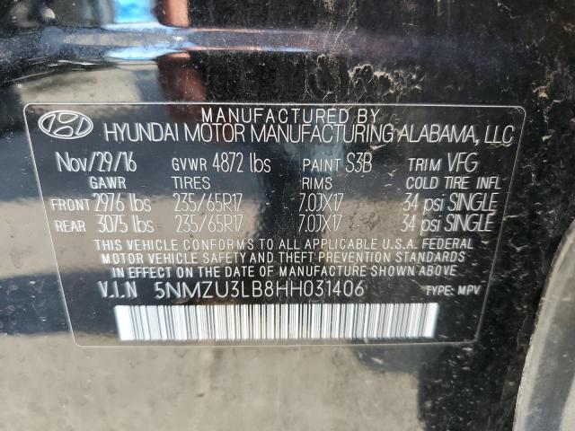 Photo 10 from auction – 2017 HYUNDAI SANTA FE S with VIN 5NMZU3LB8HH031406