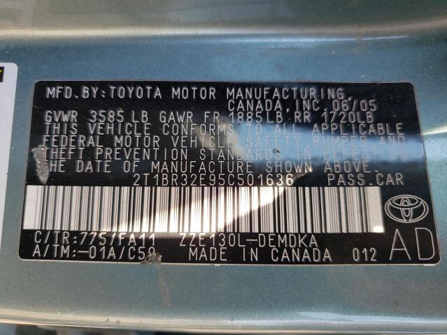 Photo 10 from auction – 2005 TOYOTA COROLLA CE with VIN 2T1BR32E95C501636