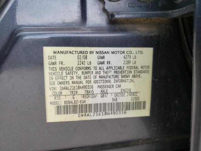 Photo 10 from auction – 2008 NISSAN ALTIMA 2.5 with VIN 1N4AL21E18N490356