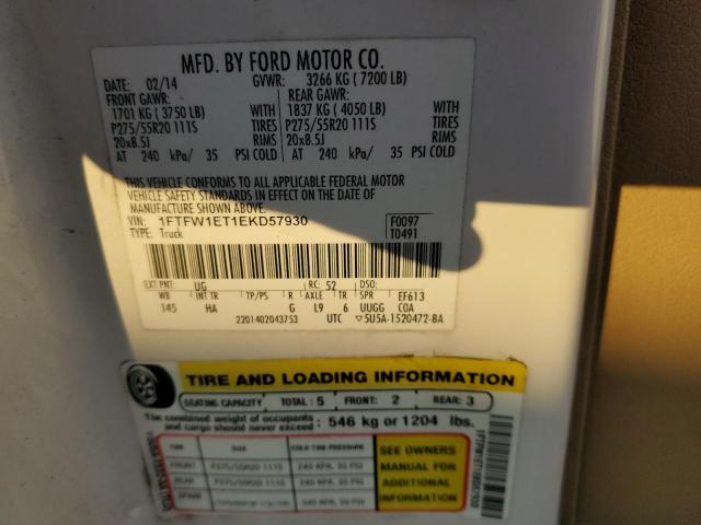 Photo 10 from auction – 2014 FORD F150 SUPER with VIN 1FTFW1ET1EKD57930