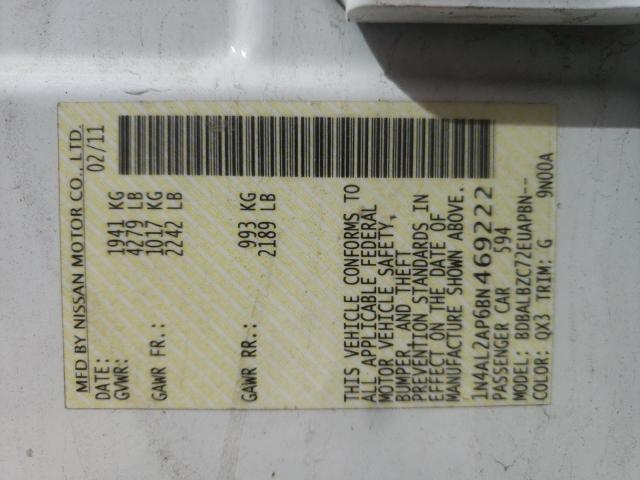 Photo 10 from auction – 2011 NISSAN ALTIMA BAS with VIN 1N4AL2AP6BN469222