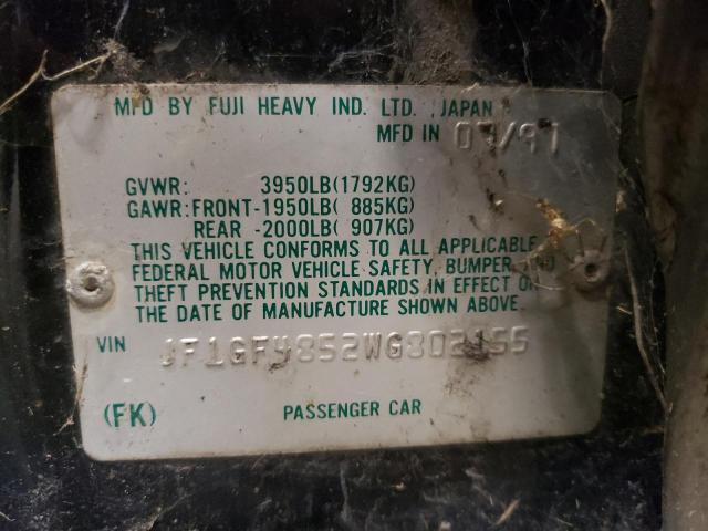 Photo 10 from auction – 1998 SUBARU IMPREZA OU with VIN JF1GF4852WG802155