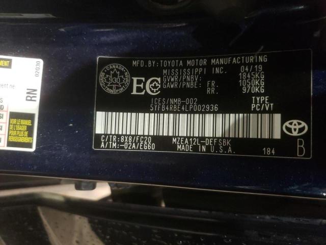 Photo 10 from auction – 2020 TOYOTA COROLLA SE with VIN 5YFB4RBE4LP002936