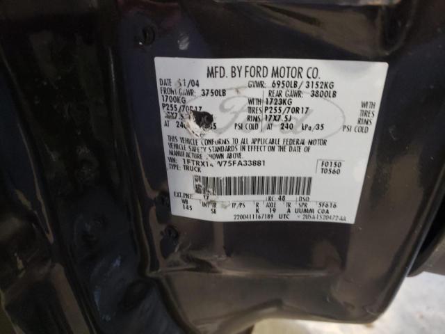 Photo 10 from auction – 2005 FORD F150 with VIN 1FTRX14W75FA33881