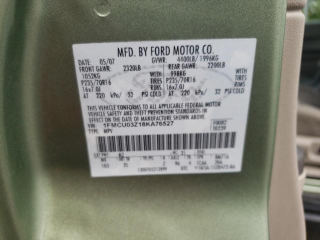 Photo 10 from auction – 2008 FORD ESCAPE XLT with VIN 1FMCU03Z18KA76527