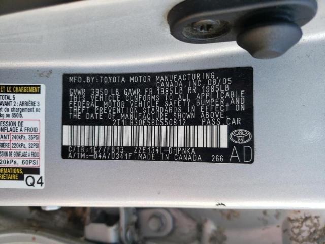 Photo 10 from auction – 2006 TOYOTA COROLLA MA with VIN 2T1LR30E56C550812