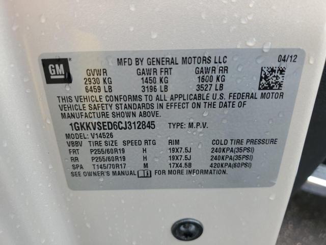 Photo 10 from auction – 2012 GMC ACADIA SLT with VIN 1GKKVSED6CJ312845