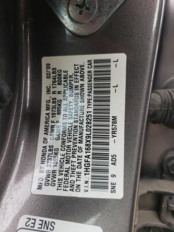 Photo 10 from auction – 2009 HONDA CIVIC EX with VIN 1HGFA168X9L028251